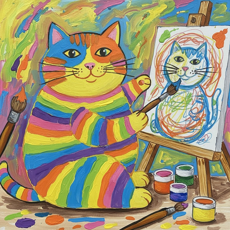 Vẽ tranh mèo cute đơn giản