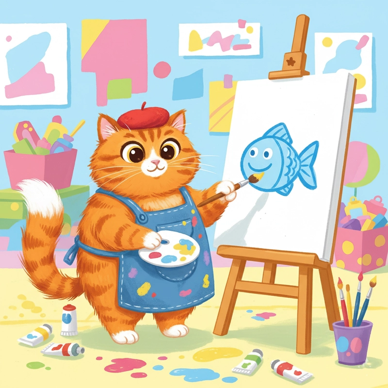 Vẽ tranh mèo đáng yêu đơn giản