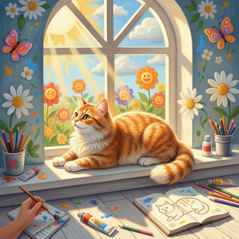 Vẽ tranh mèo đáng yêu