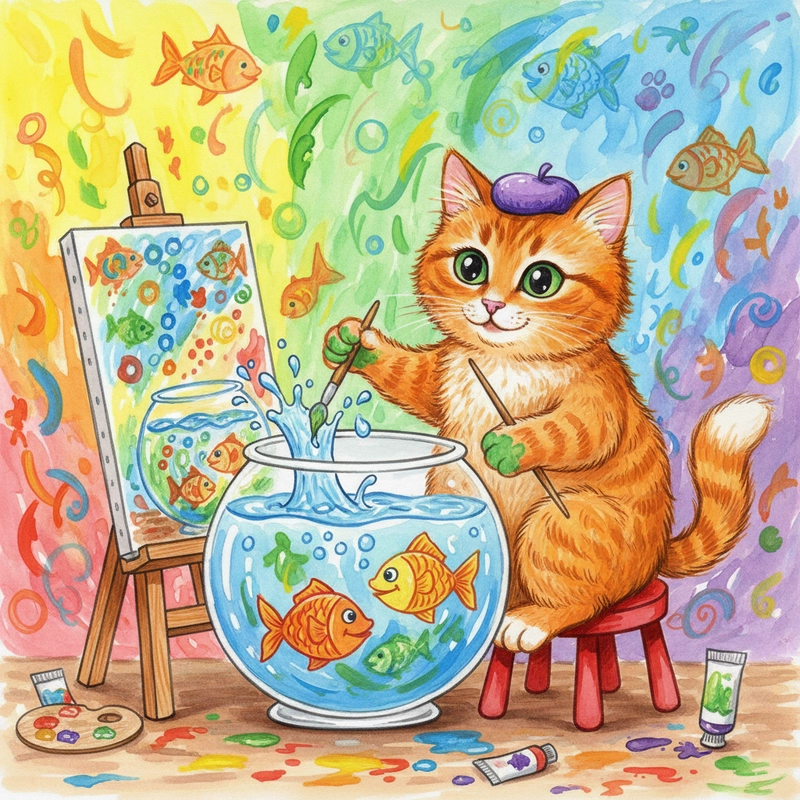 Vẽ tranh mèo đơn giản cho bé