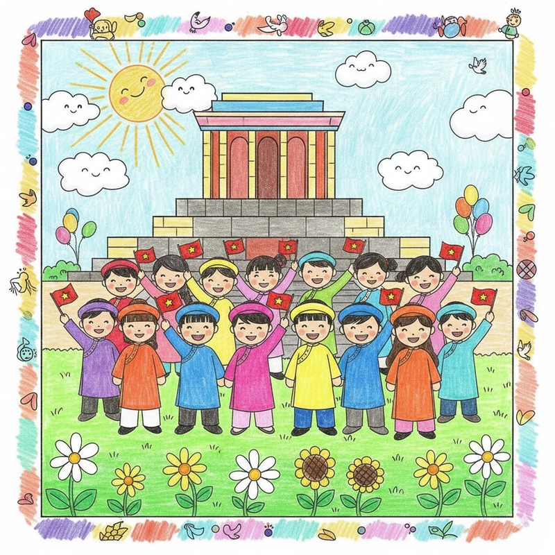 Vẽ tranh ngày 2 9 đậm màu lễ hội