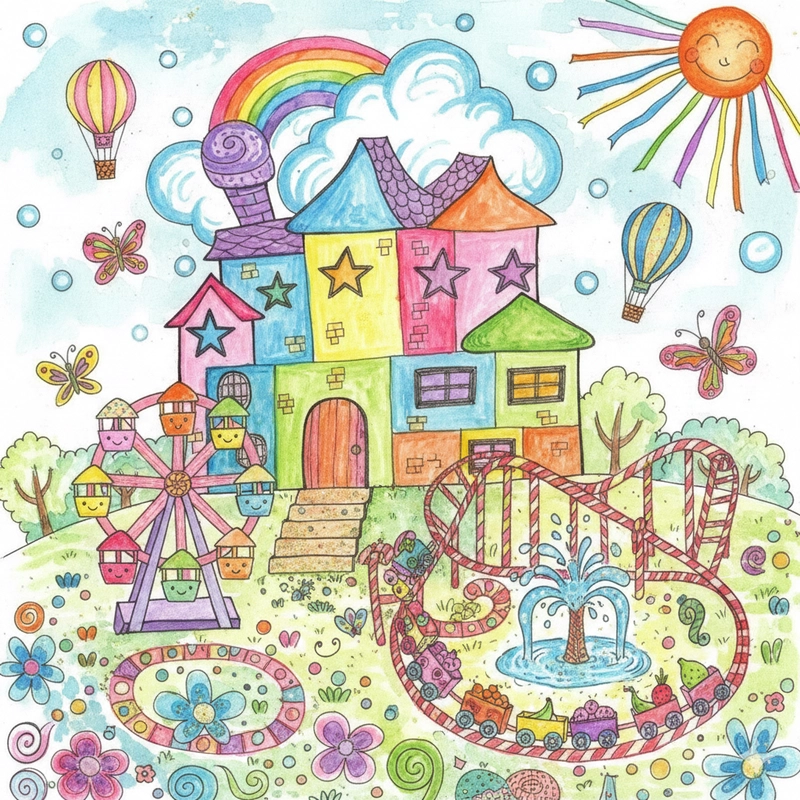 Vẽ tranh nhà mầm non dễ thương