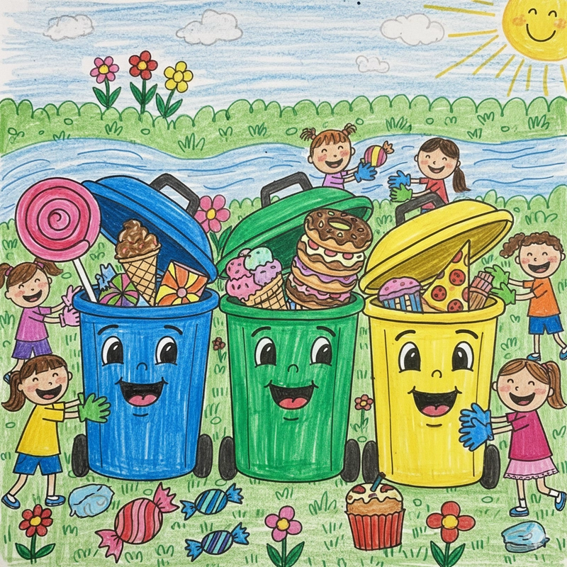 Vẽ tranh nhặt rác đơn giản cho trẻ em