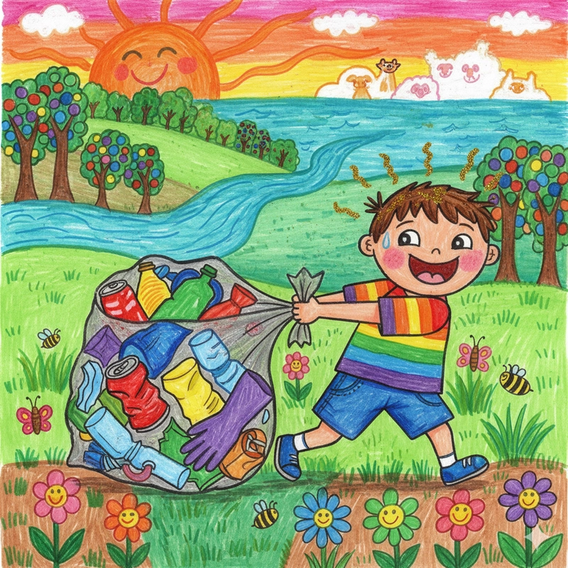 Vẽ tranh nhặt rác và bảo vệ môi trường