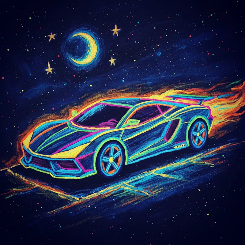 Vẽ tranh ô tô mơ ước phong cách hiện đại