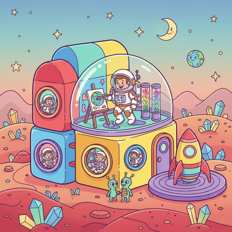 Vẽ tranh phi hành gia lớp học