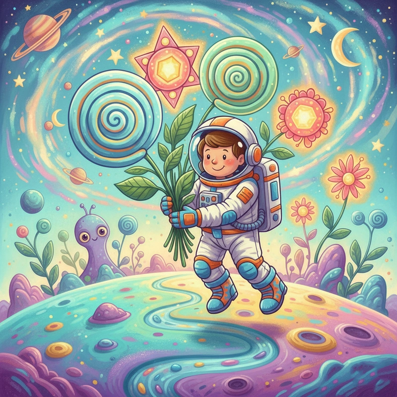 Vẽ tranh phi hành gia ngoài không gian