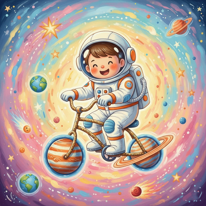 Vẽ tranh phi hành gia phong cách cute