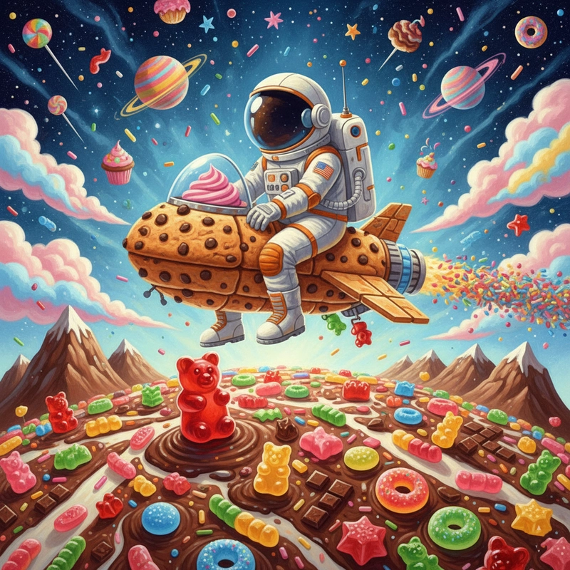 Vẽ tranh phi hành gia trên Mặt Trăng