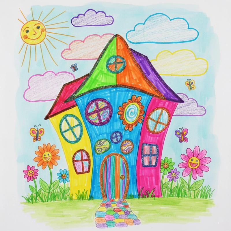 Vẽ tranh phong cảnh ngôi nhà bình yên