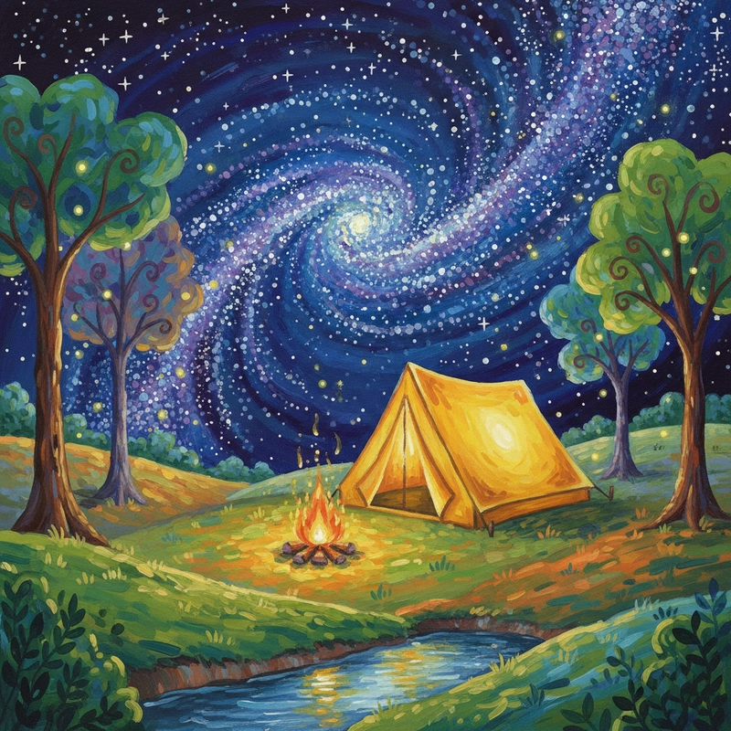 Vẽ tranh trang trí lều trại bố cục hài hòa