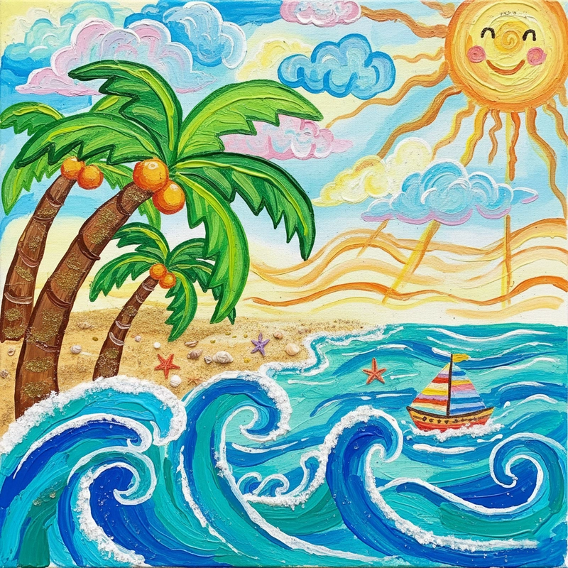 Vẽ tranh vui chơi mùa hè tươi vui