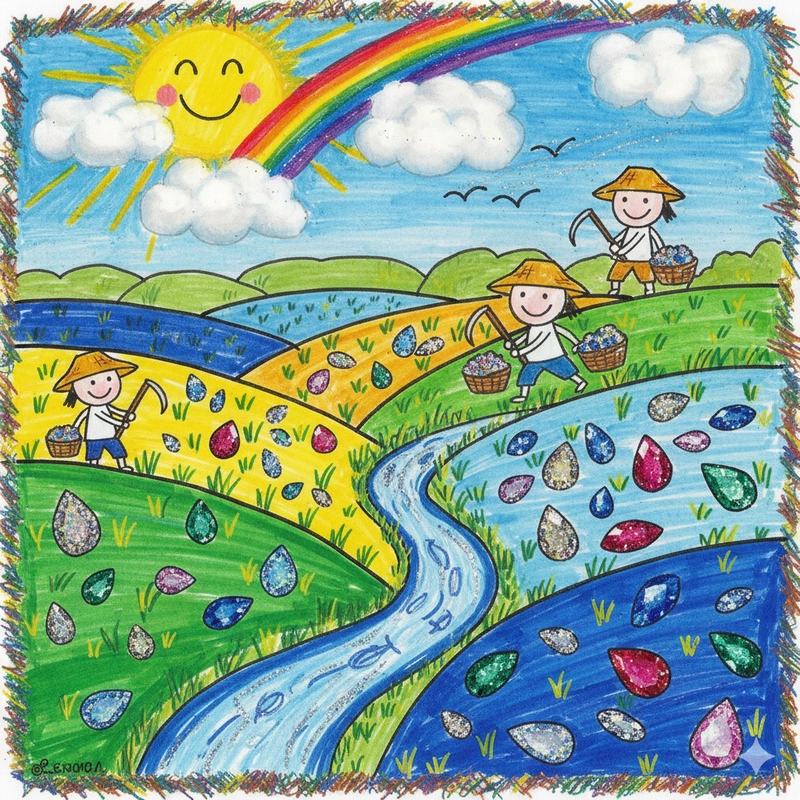 Ý tưởng vẽ tranh gặt lúa đơn giản