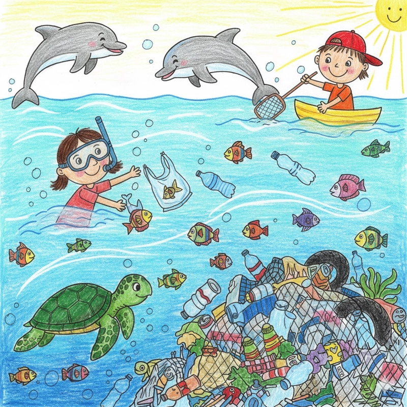 Ý tưởng vẽ tranh nhặt rác ở biển