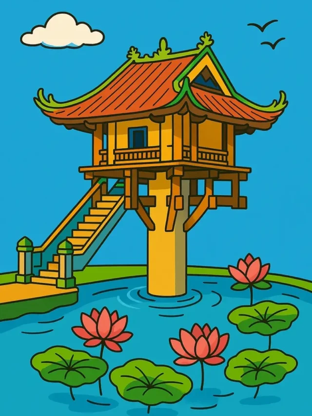 Hình phác thảo Chùa Một Cột đẹp mắt