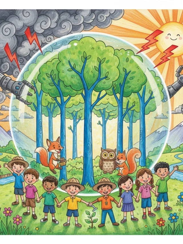 Minh họa hành động chung tay bảo vệ rừng