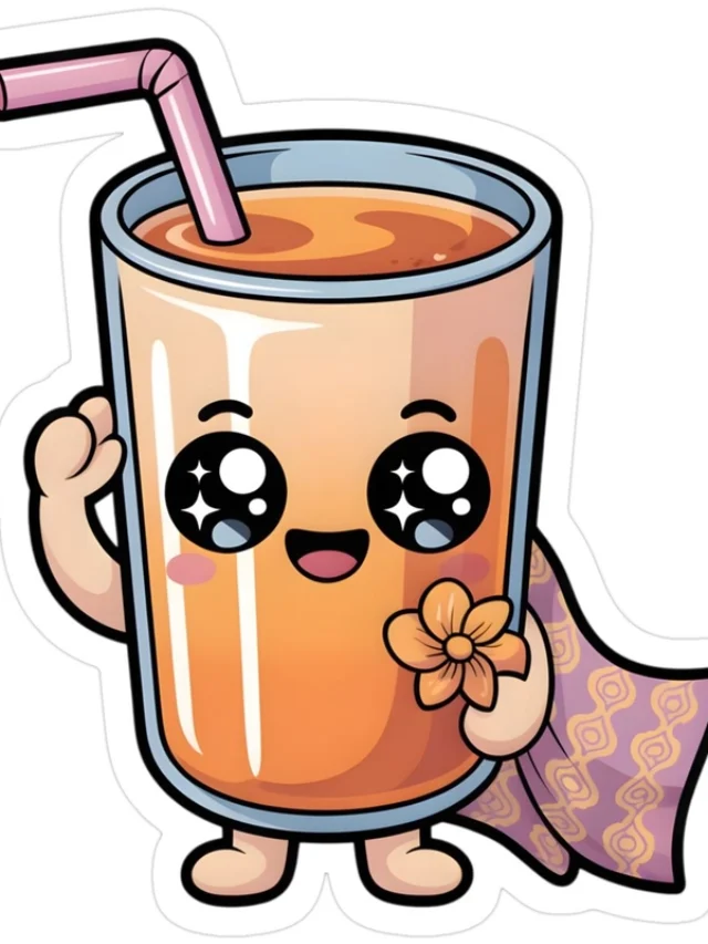 Sticker ly trà sữa cute