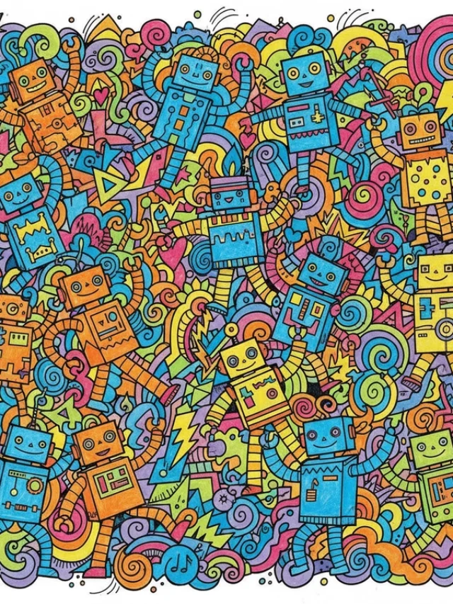 Tranh doodle nhiều họa tiết