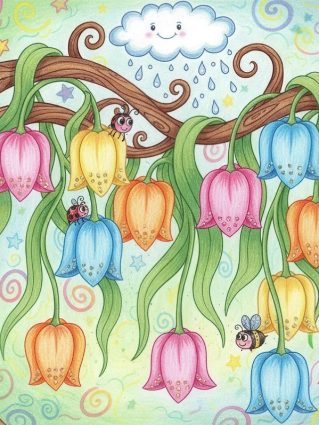 Vẽ tranh hoa tulip cute đáng yêu