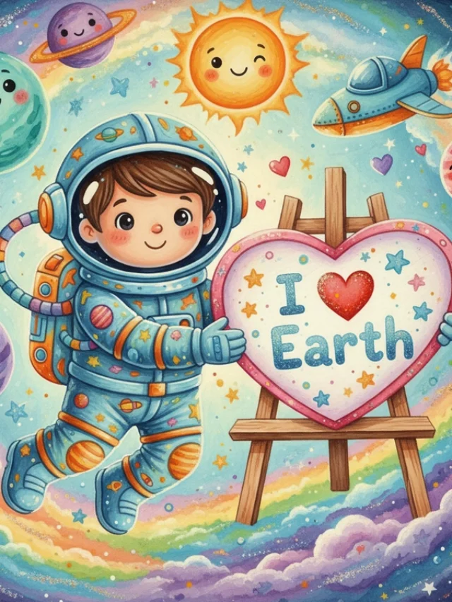 Vẽ tranh phi hành gia thám hiểm