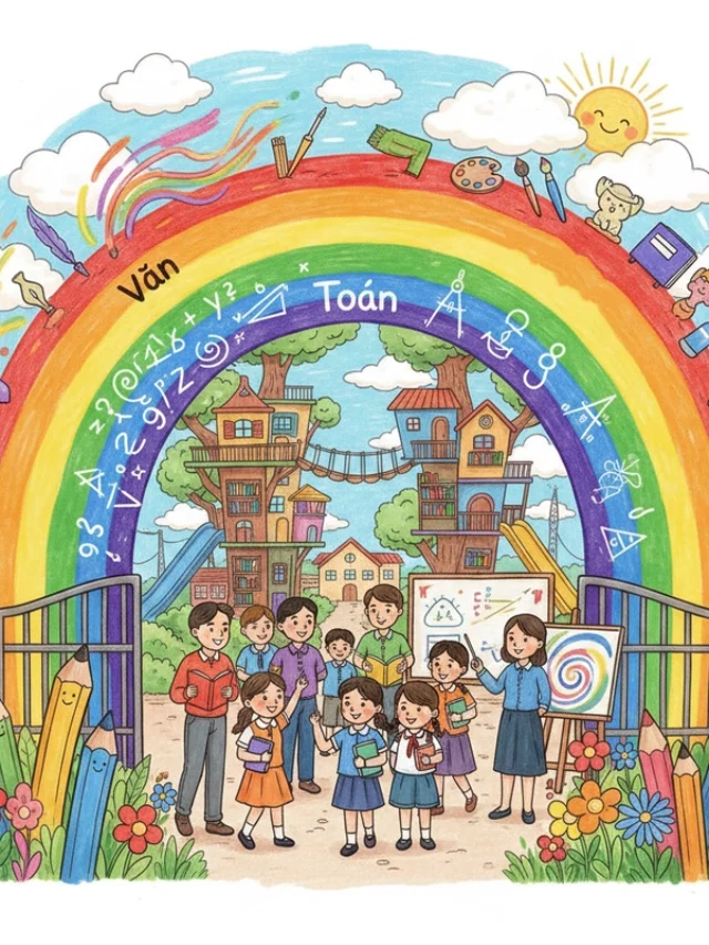 Vẽ tranh về thầy cô và mái trường đẹp nhất