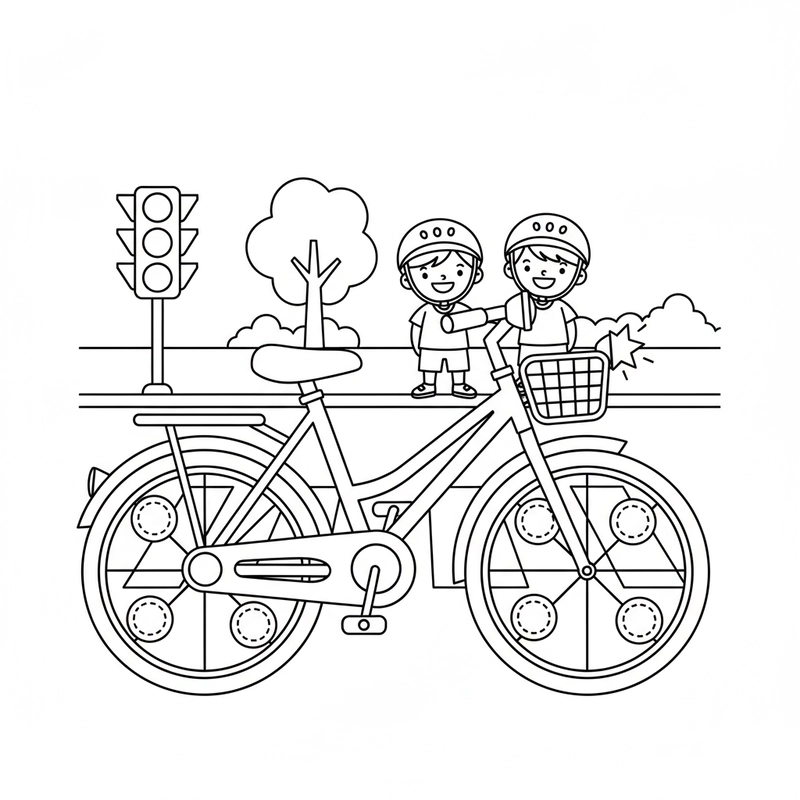 Hình tô màu an toàn giao thông vui nhộn