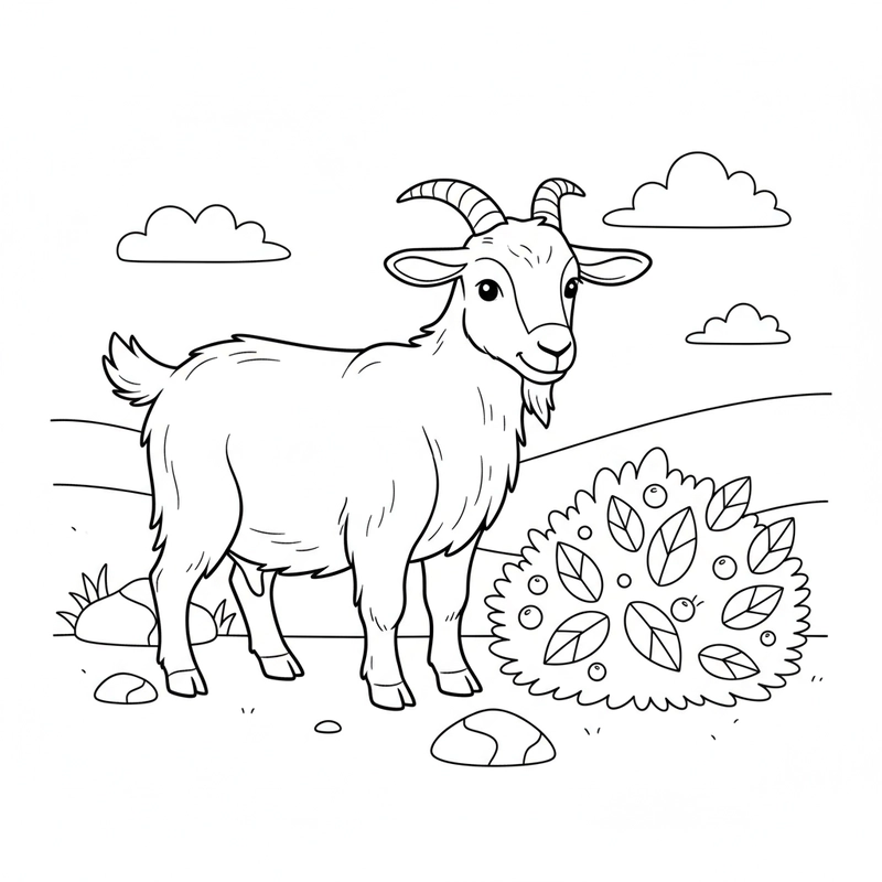Ảnh con dê tô màu cho bé tập tô
