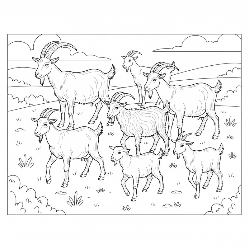 Ảnh con dê tô màu dễ thương