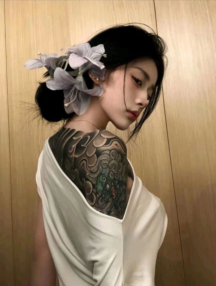 Ảnh con gái xăm hình phong cách hiện đại