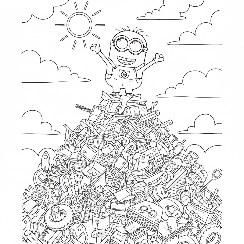 Ảnh tô màu Minion nét đậm cho bé tập tô