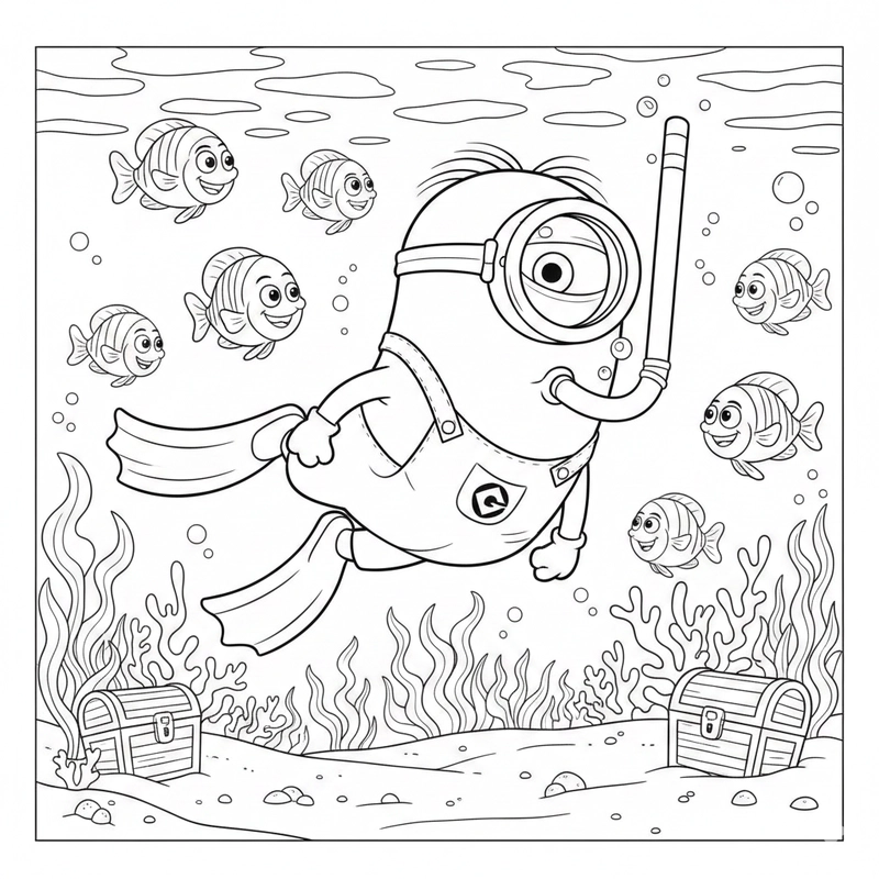 Ảnh tô màu Minion vui nhộn cho bé