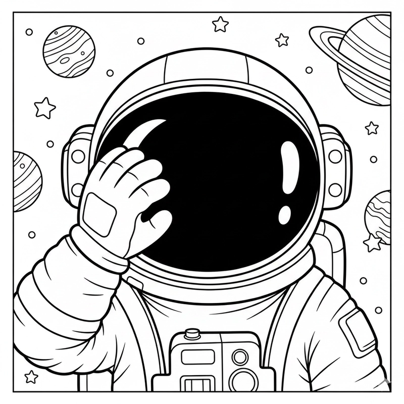 Bé tô màu phi hành gia và các hành tinh