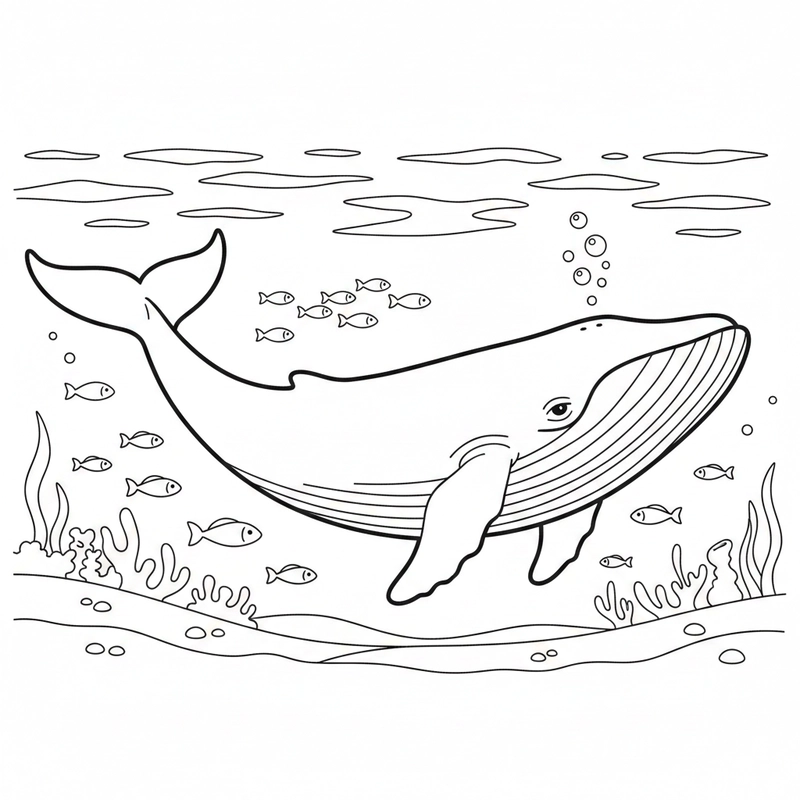 Bộ tranh tô màu cá voi xanh dành cho bé