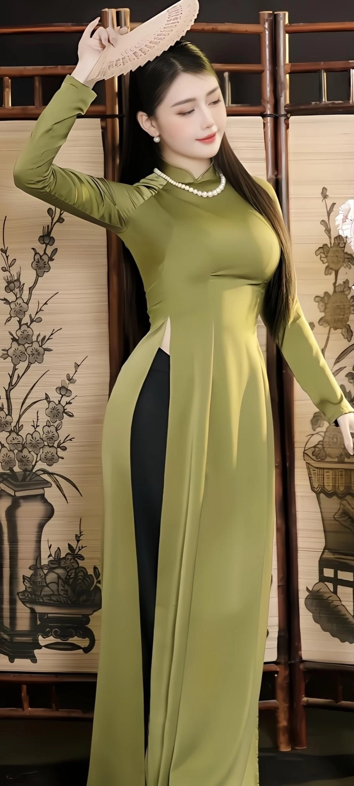 Gái xinh mặc áo dài che mặt nghệ thuật