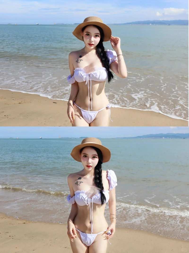 Gái xinh mặc bikini ở biển quyến rũ