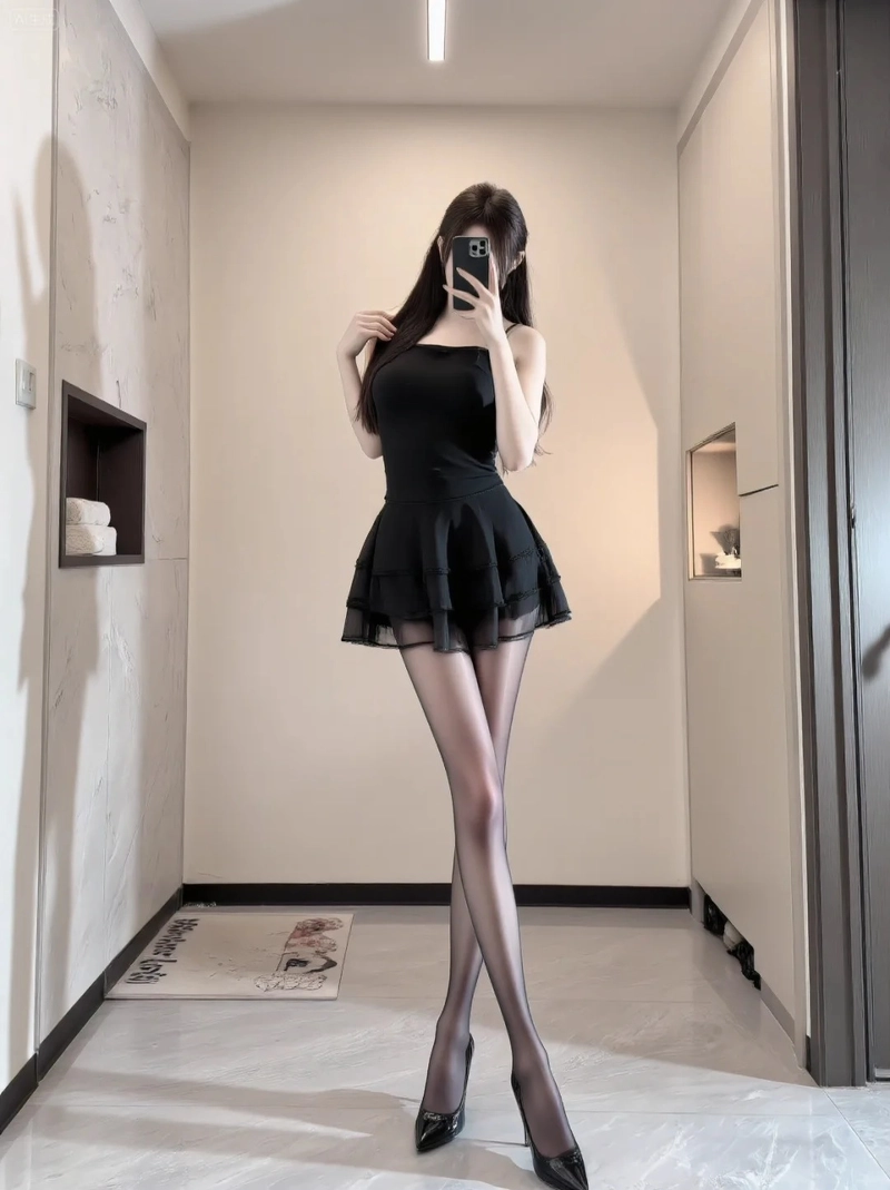 Gái xinh mặc váy ngắn đen sexy