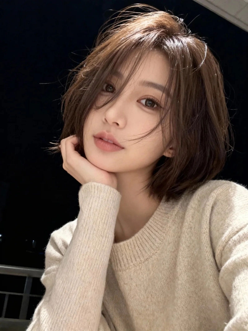 Gái xinh tóc ngắn ngang vai quyến rũ