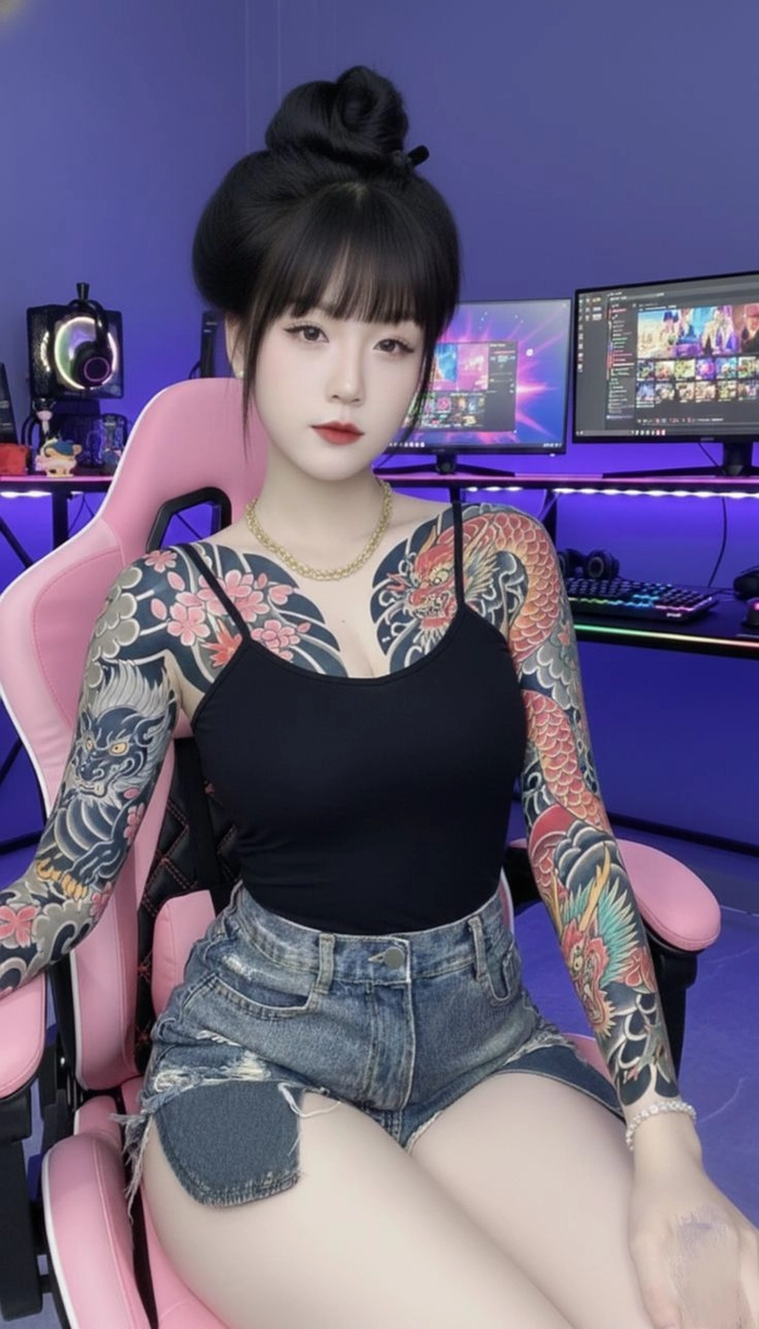 Gái xinh xăm hình phong cách mạnh mẽ