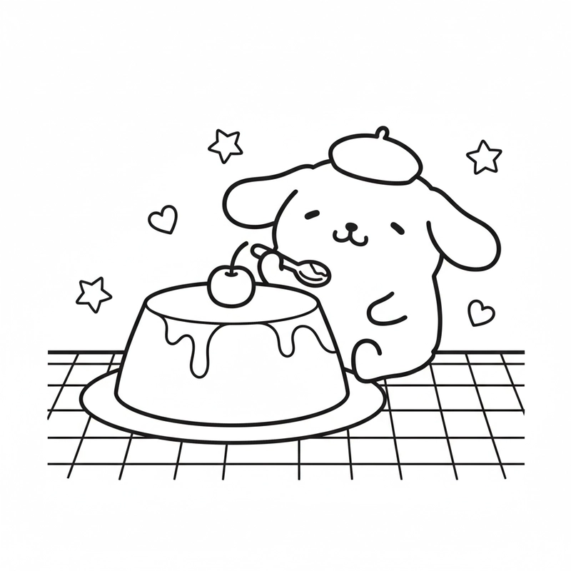 Hình Pompompurin tô màu cho bé mầm non