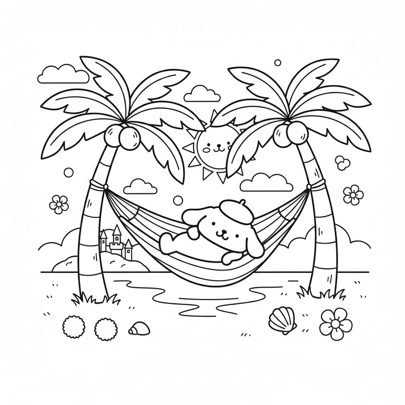 Hình Pompompurin tô màu đơn giản