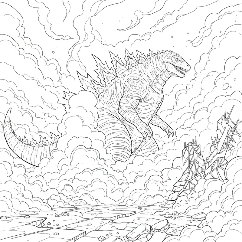Hình ảnh Godzilla quen thuộc trong tranh tô màu