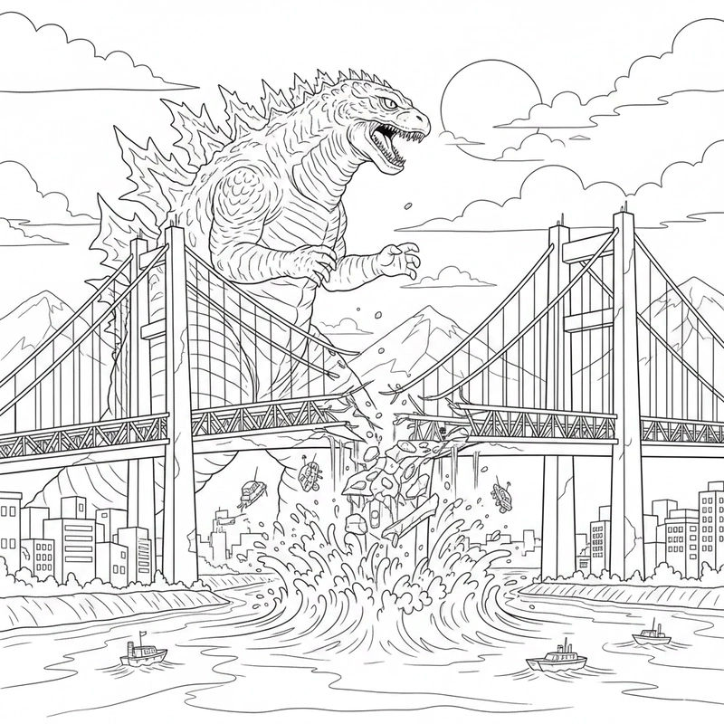 Hình ảnh Godzilla trong bộ tranh tô màu