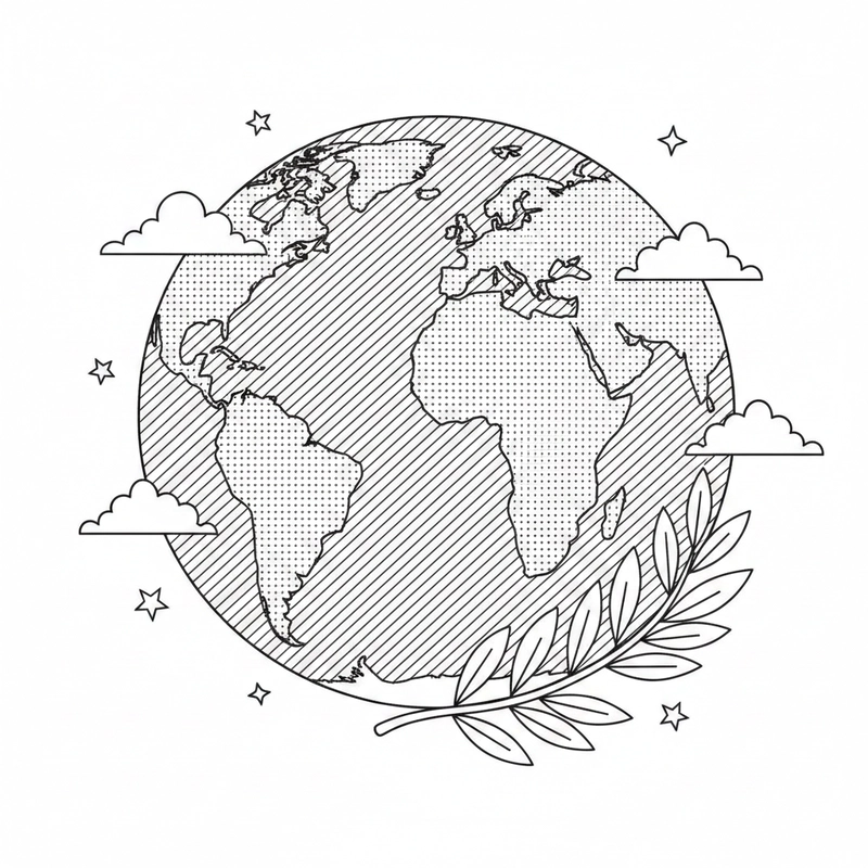 Hình ảnh Trái Đất quen thuộc trong tranh tô màu