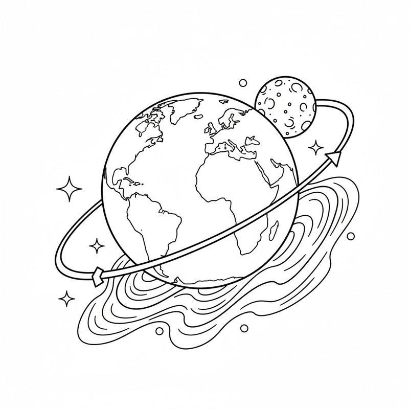 Hình ảnh Trái Đất trong tranh tô màu cho trẻ
