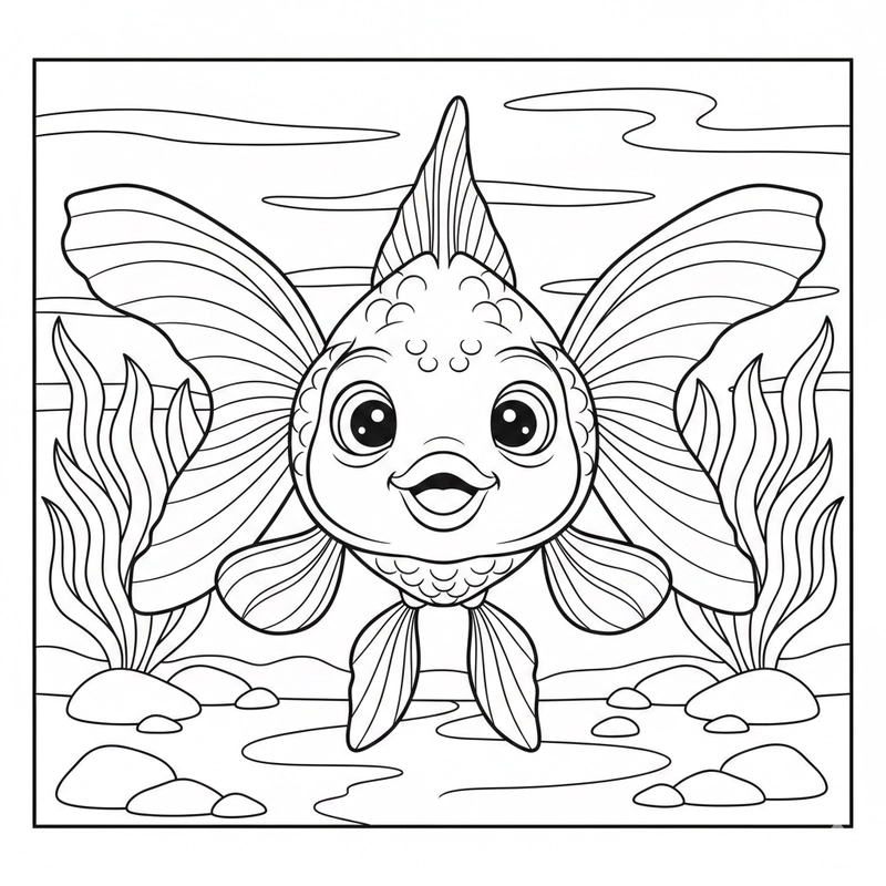 Hình ảnh cá vàng tô màu cho bé tập tô