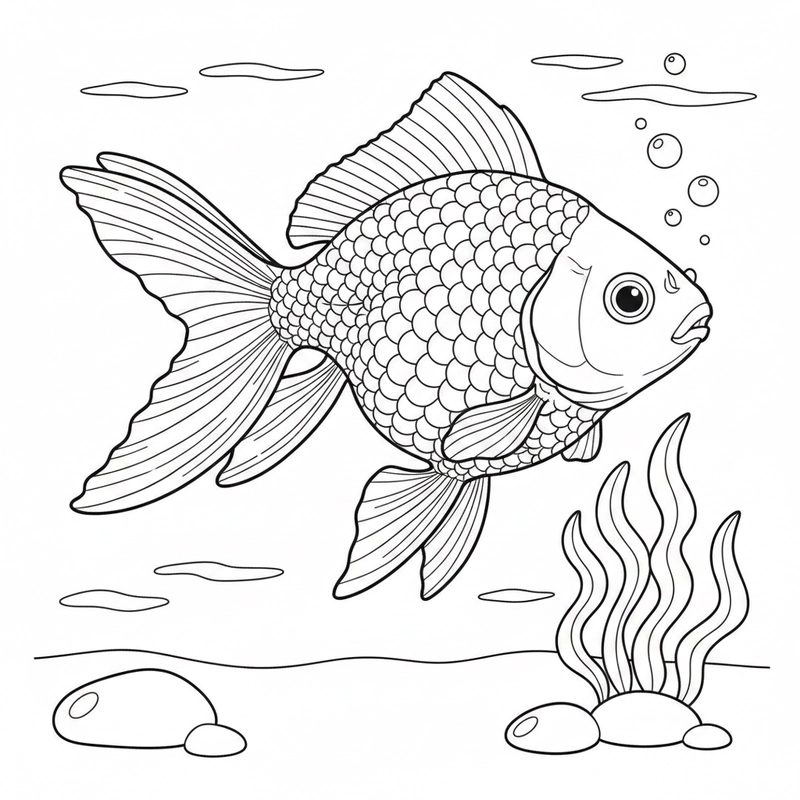 Hình ảnh con cá vàng tô màu dễ thương