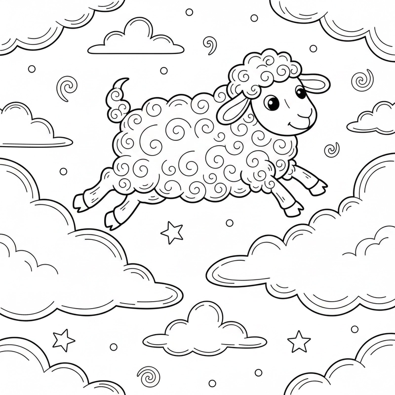 Hình ảnh con cừu tô màu đơn giản, dễ hoàn thiện