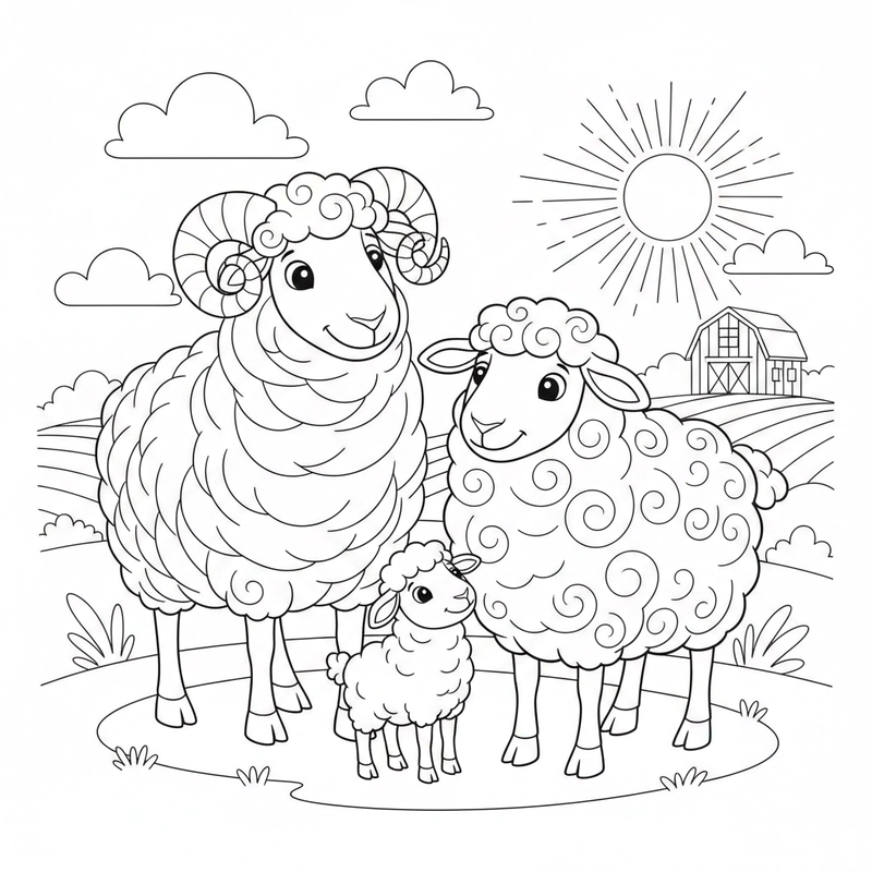 Hình ảnh con cừu tô màu phù hợp bé bắt đầu tập vẽ