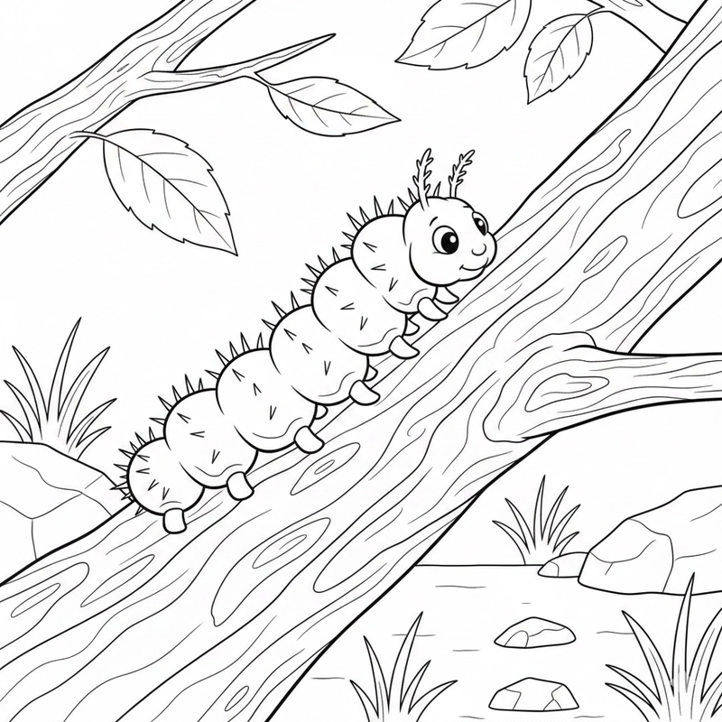 Hình ảnh con sâu quen thuộc trong tranh tô màu