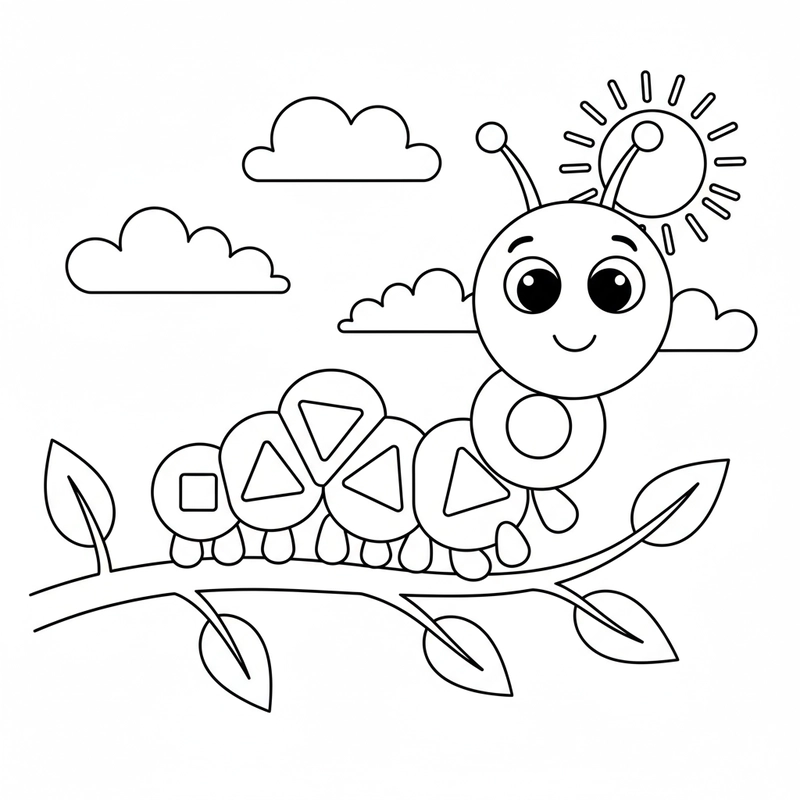 Hình ảnh con sâu trong bộ tranh tô màu